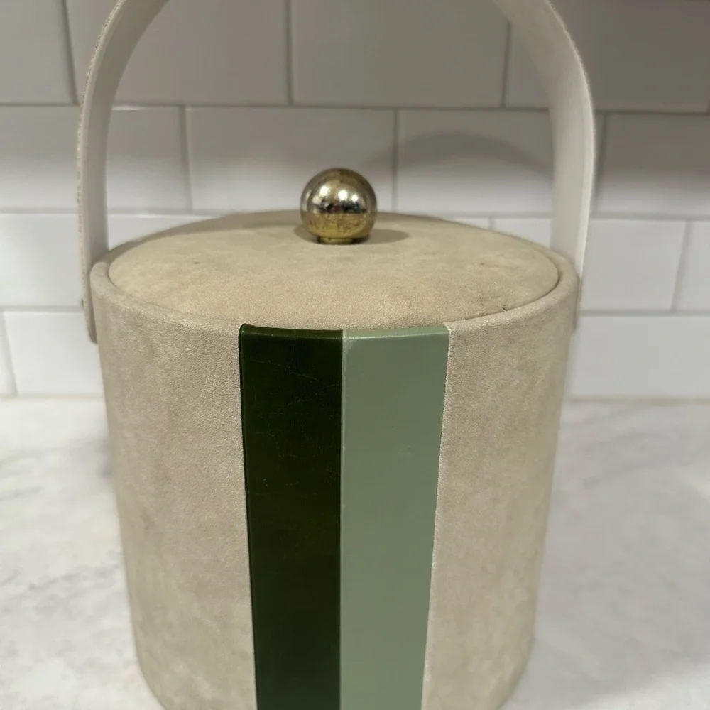Elegant Cream and Green Ice Bucket